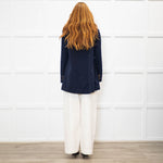 Sandro Navy Blue Hooded Zip Up Jacket