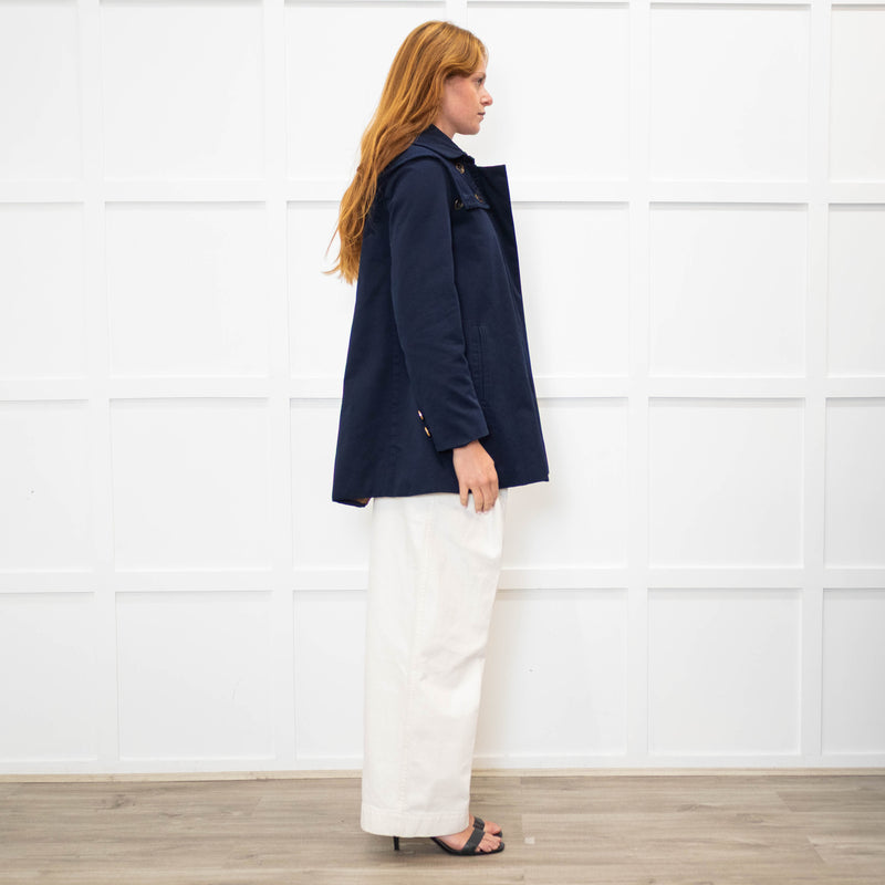 Sandro Navy Blue Hooded Zip Up Jacket