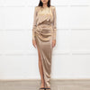 Bronx & Banco Gold Ruched Maxi Dress With Side Split And Gold  Chain Belt