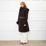Sportmax Brown Fur Trim Hooded Belted Coat
