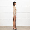 Bronx & Banco Gold Ruched Maxi Dress With Side Split And Gold  Chain Belt