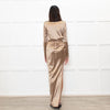 Bronx & Banco Gold Ruched Maxi Dress With Side Split And Gold  Chain Belt