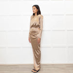 Bronx & Banco Gold Ruched Maxi Dress With Side Split And Gold  Chain Belt