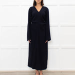 Raey Navy Blue Crepe Asymetric Long Sleeve Dress