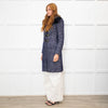 Versace Blue Herringbone Fur Collar Coat
