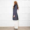 Versace Blue Herringbone Fur Collar Coat