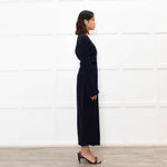 Raey Navy Blue Crepe Asymetric Long Sleeve Dress