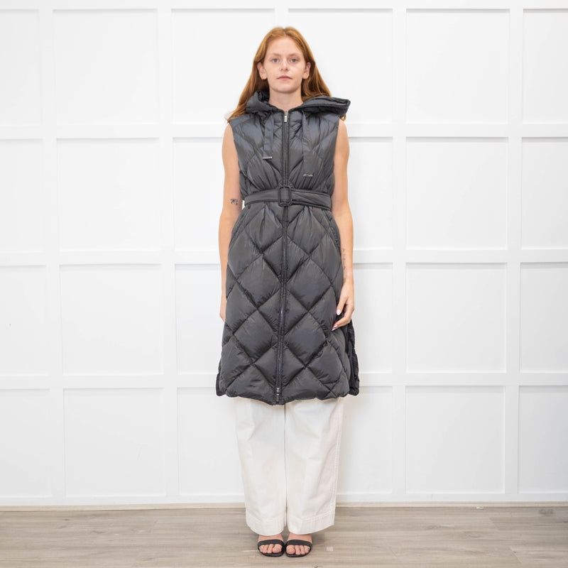 Max Mara The Cube Grey Quilted Long Gilet