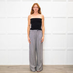 Me + Em Black White Small Houndstooth Pleated Front Wide Trousers