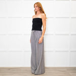 Me + Em Black White Small Houndstooth Pleated Front Wide Trousers