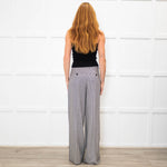 Me + Em Black White Small Houndstooth Pleated Front Wide Trousers