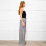 Me + Em Black White Small Houndstooth Pleated Front Wide Trousers