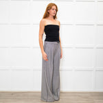 Me + Em Black White Small Houndstooth Pleated Front Wide Trousers