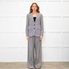 Me + Em Black White Small Houndstooth Pleated Front Wide Trousers