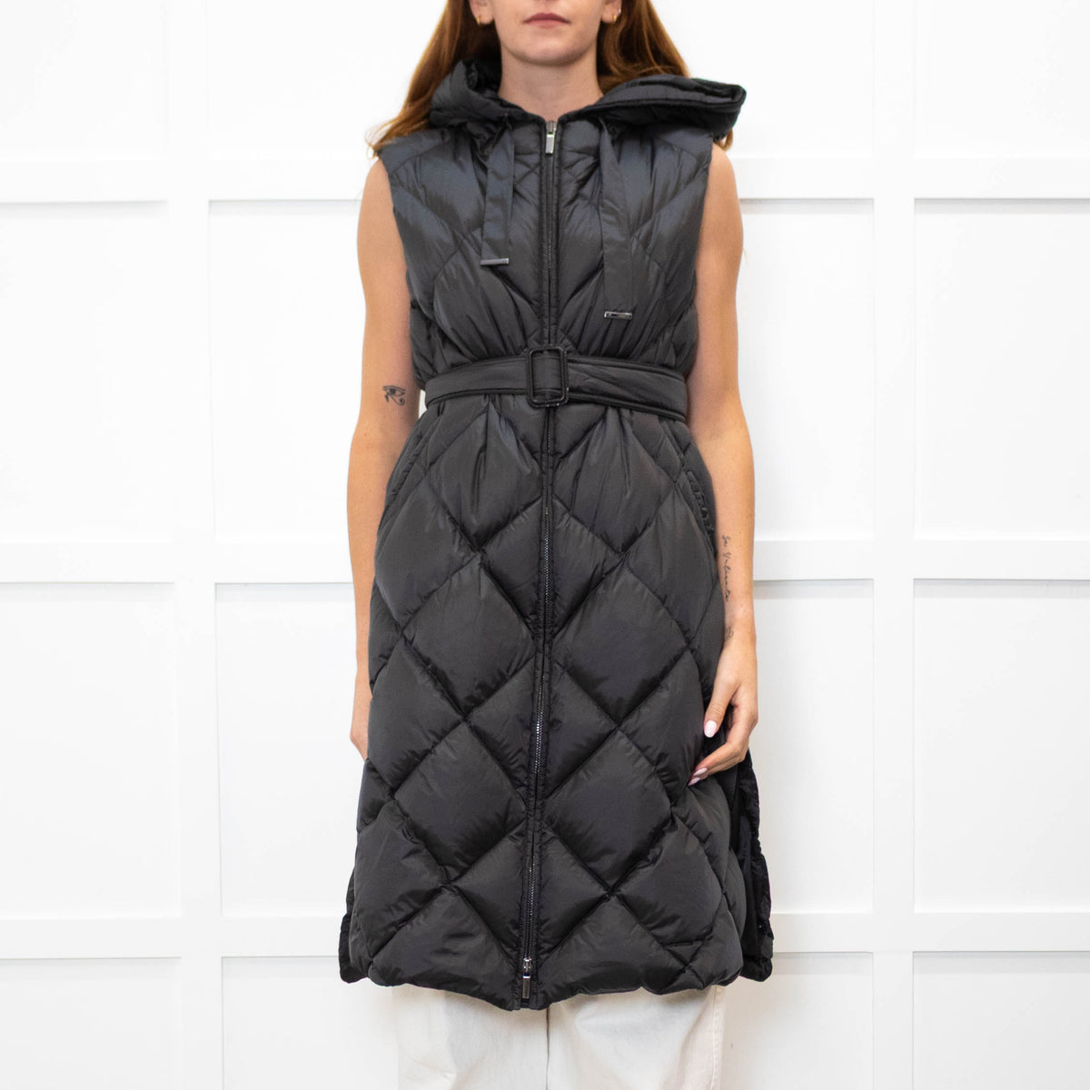 Max Mara The Cube Grey Quilted Long Gilet