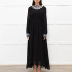Sandro Black Jewelled Collar and Cuff Long Dress