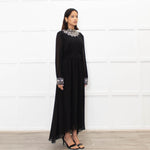 Sandro Black Jewelled Collar and Cuff Long Dress