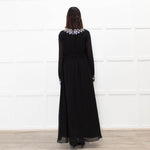 Sandro Black Jewelled Collar and Cuff Long Dress