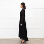 Sandro Black Jewelled Collar and Cuff Long Dress