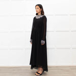 Sandro Black Jewelled Collar and Cuff Long Dress