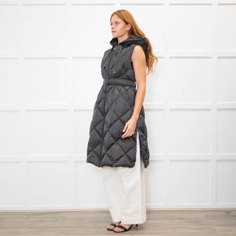 Max Mara The Cube Grey Quilted Long Gilet