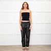 Me + Em Black Leather Front Stitch Trousers