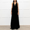 Chloe Black Velvet Sleeveless Wrap Maxi Dress