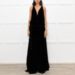 Chloe Black Velvet Sleeveless Wrap Maxi Dress