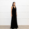 Chloe Black Velvet Sleeveless Wrap Maxi Dress