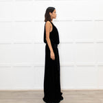 Chloe Black Velvet Sleeveless Wrap Maxi Dress