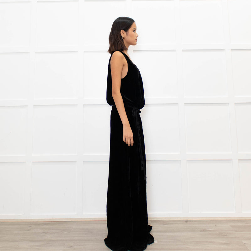 Chloe Black Velvet Sleeveless Wrap Maxi Dress