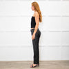 Me + Em Black Leather Front Stitch Trousers