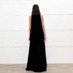 Chloe Black Velvet Sleeveless Wrap Maxi Dress
