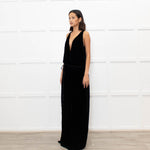 Chloe Black Velvet Sleeveless Wrap Maxi Dress
