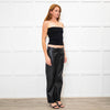 Me + Em Black Leather Front Stitch Trousers