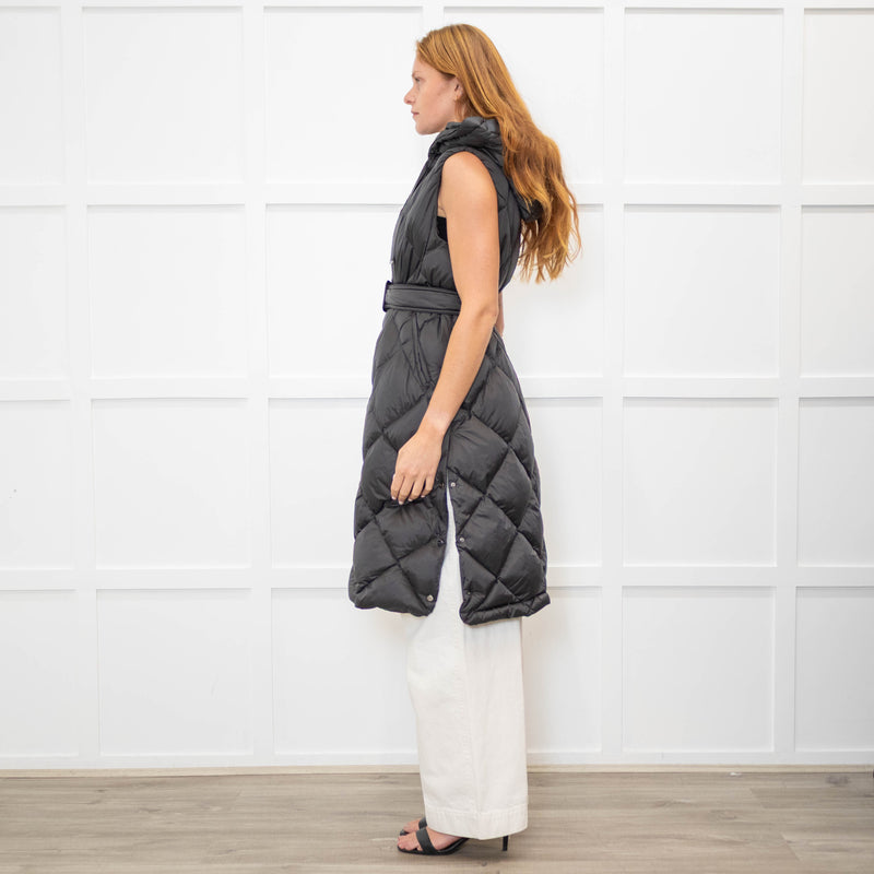 Max Mara The Cube Grey Quilted Long Gilet