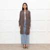 Brunello Cuccinelli Brown Popper Front Long Cashmere Cardigan