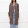 Brunello Cuccinelli Brown Popper Front Long Cashmere Cardigan