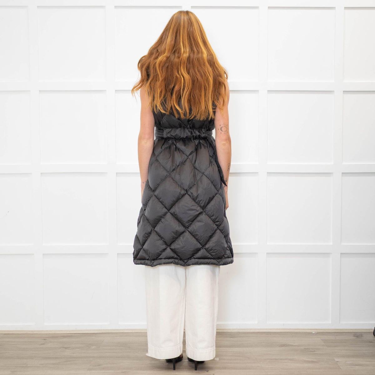 Max Mara The Cube Grey Quilted Long Gilet