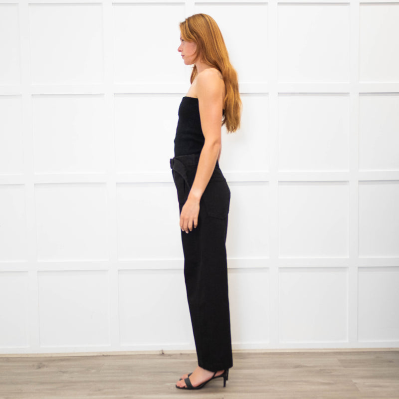 Bimba Y Lola Black Denim Wide Leg Belted Jeans