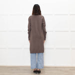 Brunello Cuccinelli Brown Popper Front Long Cashmere Cardigan