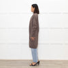 Brunello Cuccinelli Brown Popper Front Long Cashmere Cardigan