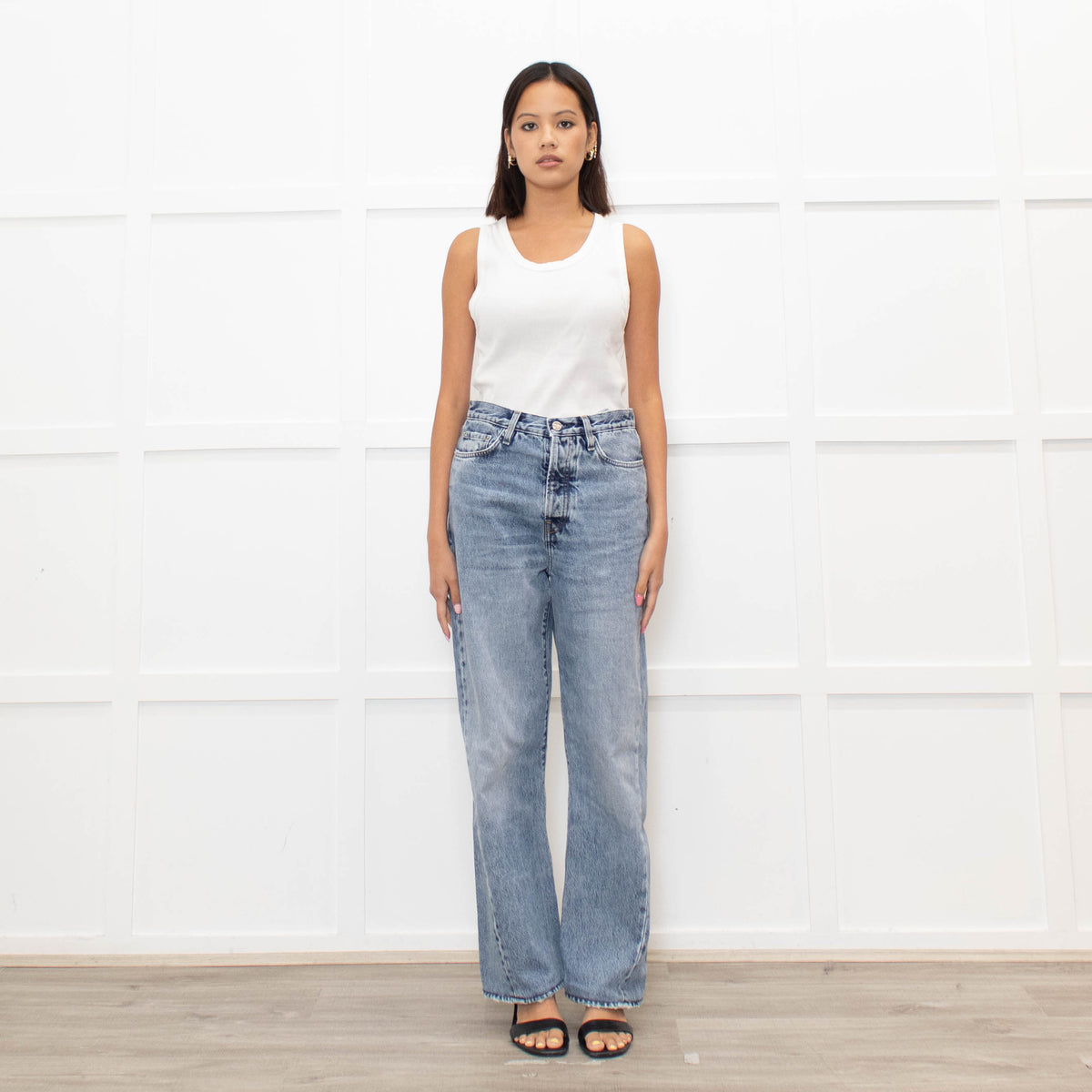 Toteme Blue Denim Button Fly Twisted Seam Jeans