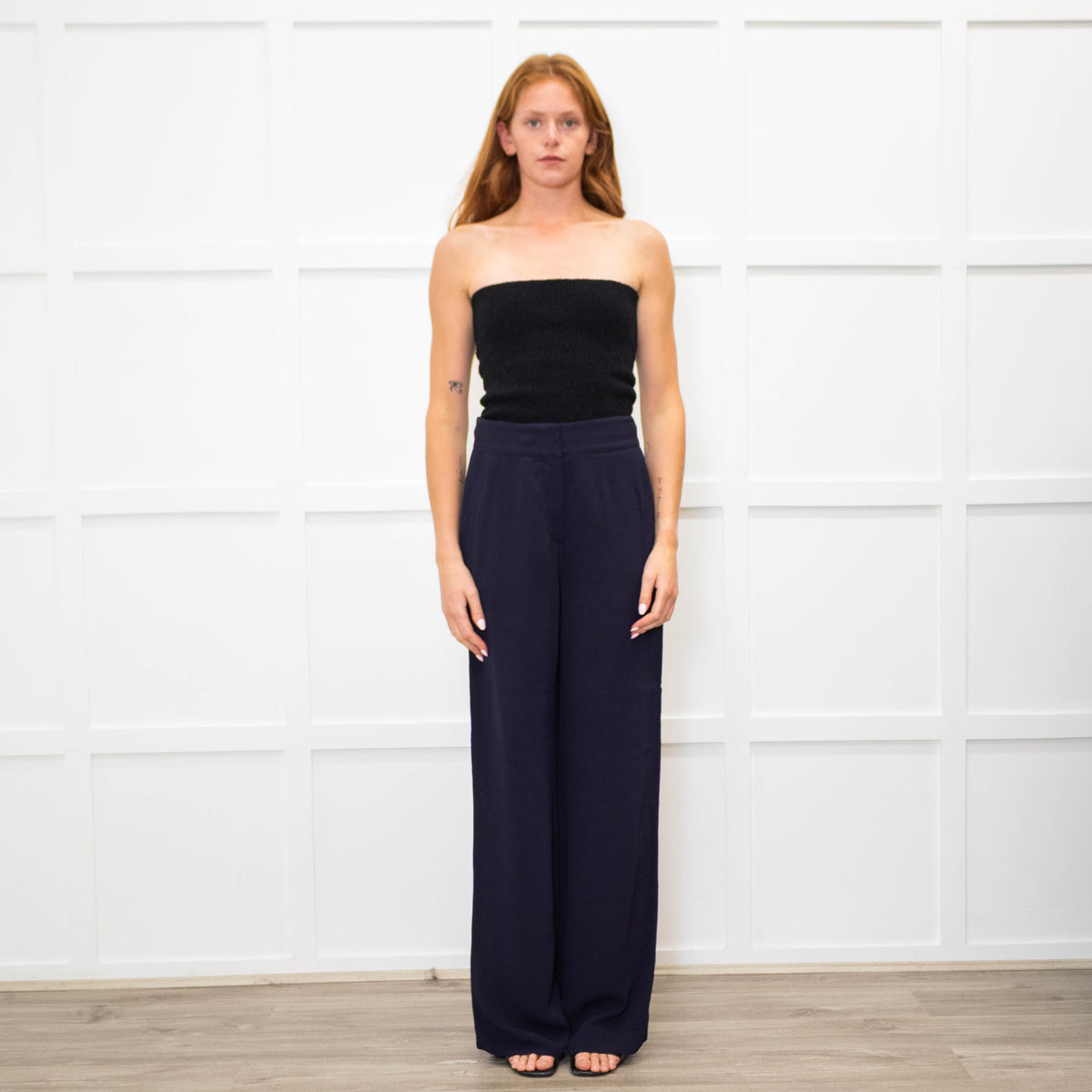 See By Chloe Navy Blue Wide Leg Trousers