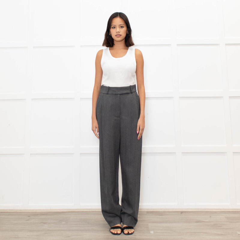 Toteme Grey Herringbone Deep Pleat Trousers
