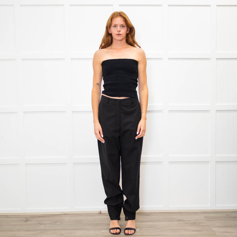 JW Anderson Black Wool Cuff Hem Trousers