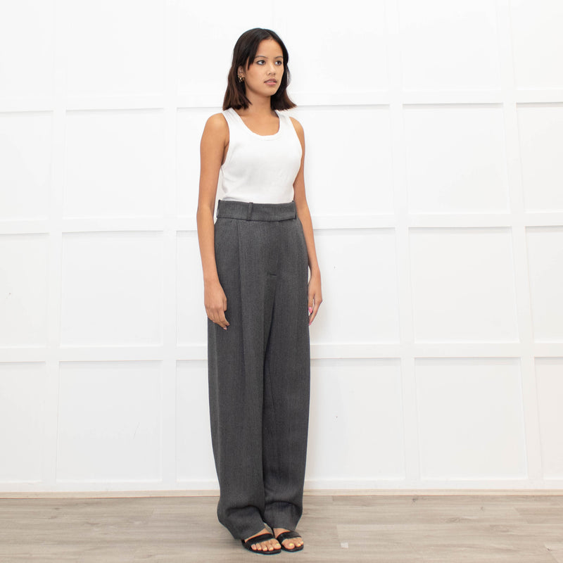 Toteme Grey Herringbone Deep Pleat Trousers