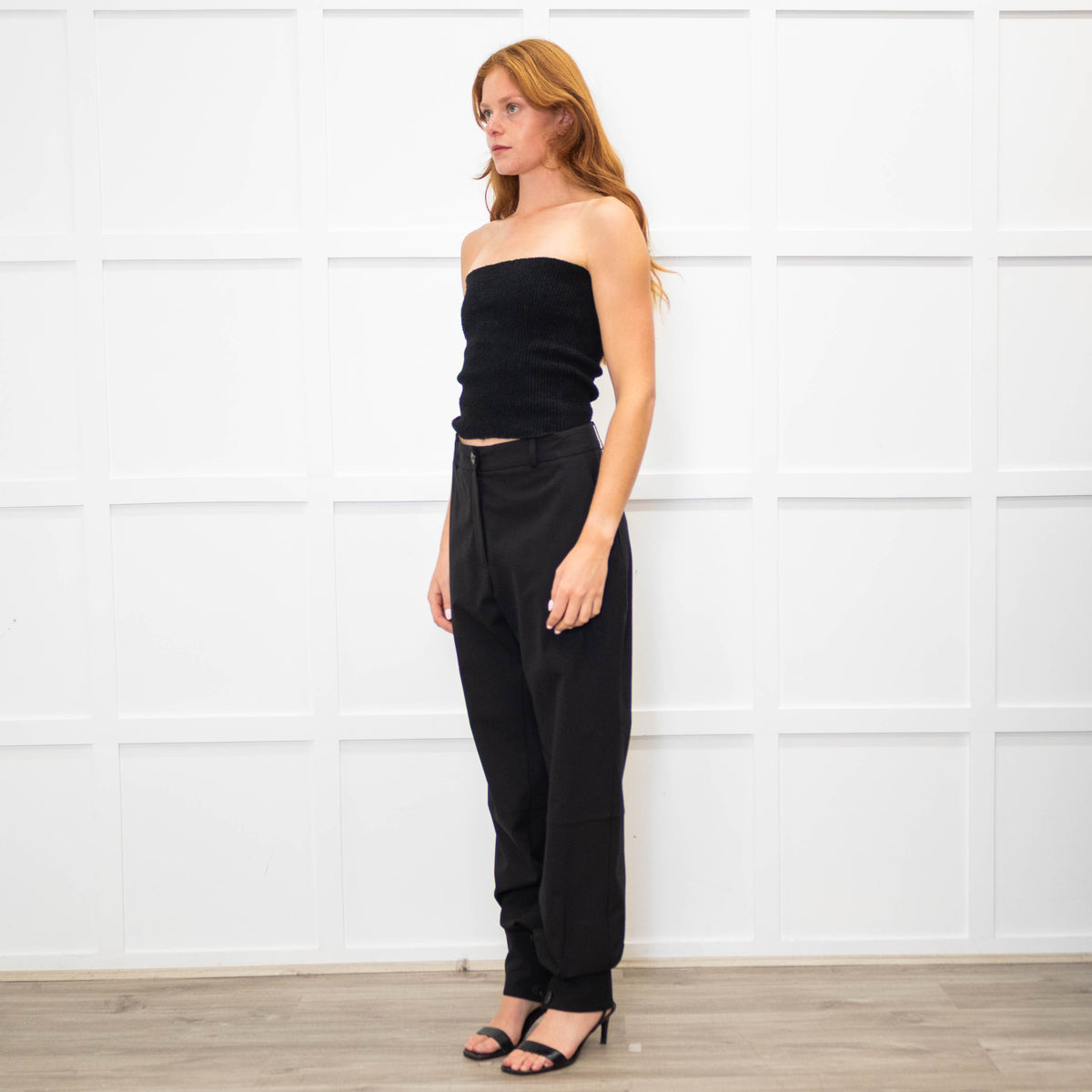 JW Anderson Black Wool Cuff Hem Trousers