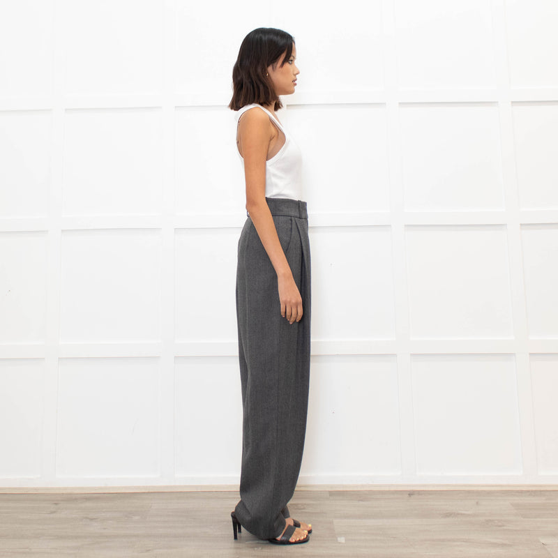 Toteme Grey Herringbone Deep Pleat Trousers