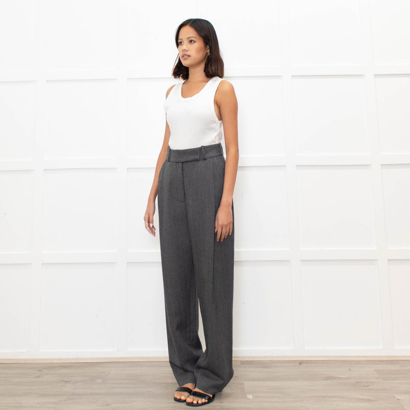 Toteme Grey Herringbone Deep Pleat Trousers